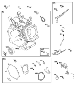 Cylinder Group Diagram and Parts List for 25T235-0349-G1 200000 - 399999 Briggs and Stratton Engine